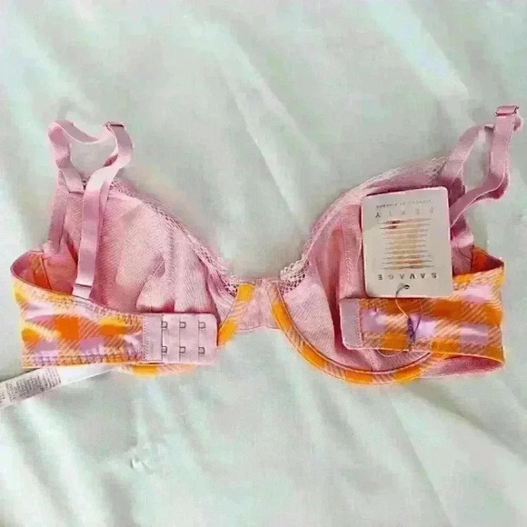 😍 NWT 😍 Savage x Fenty Gingham Remix Unlined Plunge Bra, Size 32DDD - Picture 3 of 6